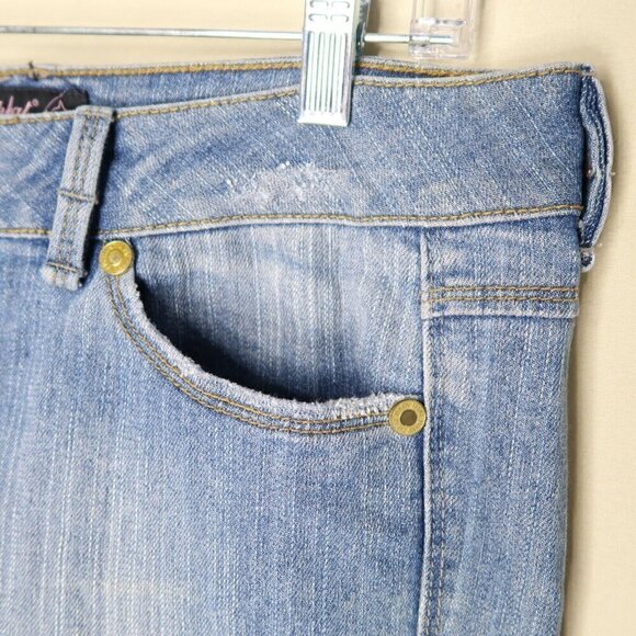 Vintage Y2K Baby Phat Bootcut Jeans Size 11 Baggy Distressed Sequin Logo 34x30 - Picture 7 of 16